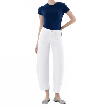 Flying Monkey Cuffed Crop Barrel Leg Jeans In Optic White