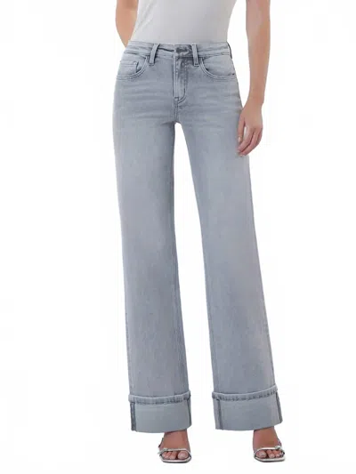 Flying Monkey Cuffed Denim Jeans In Grey In Gray