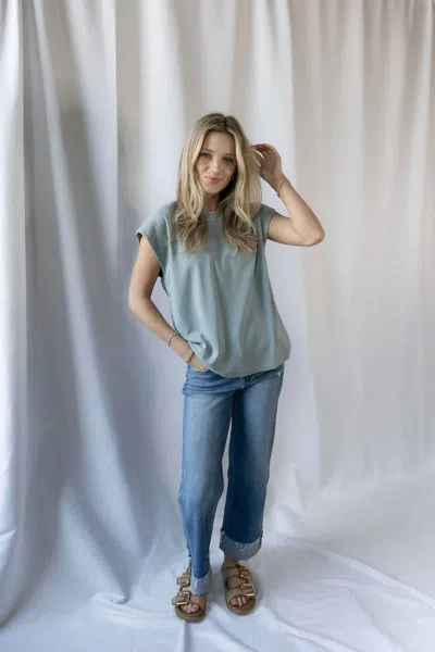 Flying Monkey Denver High Rise Raw Cuffed Slim Wide Jeans In Eclipse In Blue