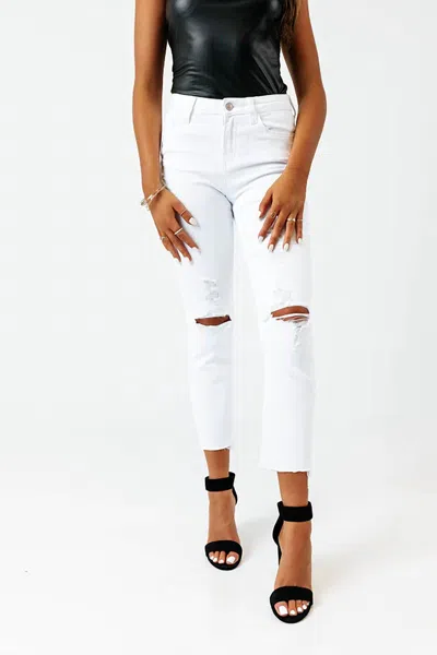 Flying Monkey Gerry High Waist Distressed Skinny Jeans In White