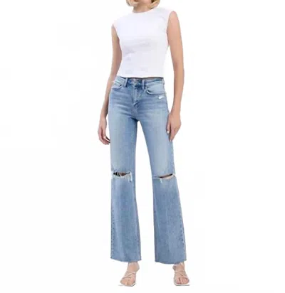 Flying Monkey Glorietta High Rise Slim Fit Wide Leg Jeans In Light Wash In Blue