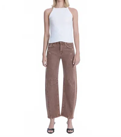 Flying Monkey High Rise Ankle Barrel Leg Jeans In Light Cocoa In Multi
