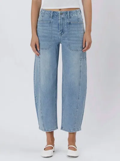 Flying Monkey High Rise Barrel Jeans In Accomplishments In Blue
