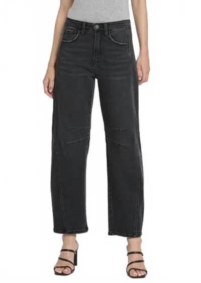 Flying Monkey High Rise Barrel Jeans In Black In Blue