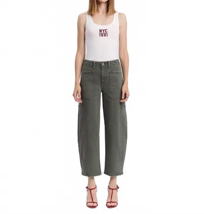 Flying Monkey High Rise Barrel Jeans In Deep Forest In Brown