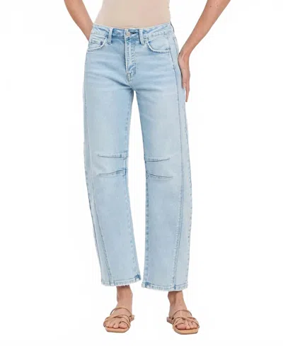 Flying Monkey High Rise Barrel Leg Jeans In Northern Lights In Blue