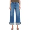 Flying Monkey High Rise Cuffed Wide Jean In Moorland In Blue