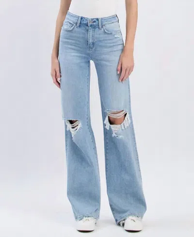 Flying Monkey High Rise Distressed Denim In Halsey In Blue