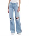 Flying Monkey High Rise Distressed Wide Leg Jeans In Halsey In Multi