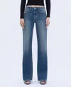 Flying Monkey High Rise Full Length Vintage Flare Jeans In Uplifted Joy In Blue