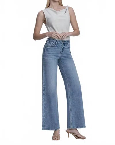 Flying Monkey High Rise Hotfix Stone Wide Leg Jeans In Glow Wash In Multi