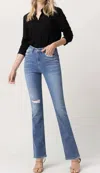 Flying Monkey High Rise Mini Bootcut Jean In Allium In Multi