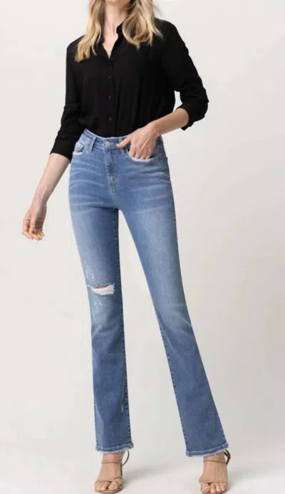 FLYING MONKEY HIGH RISE MINI BOOTCUT JEAN IN DENIM - ALLIUM