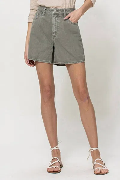 Flying Monkey High Rise Mom Shorts In Green