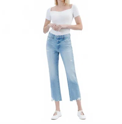 Flying Monkey High Rise Rigid Crop Straight Jeans In Angie In Blue