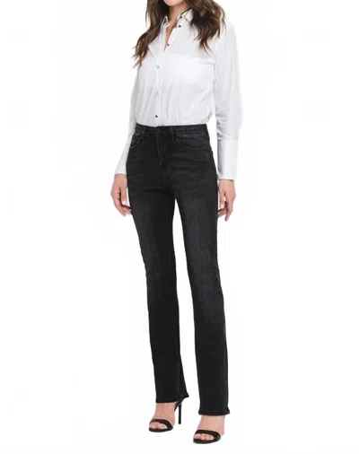 Flying Monkey High Rise Slim Bootcut Jeans In Faded Black