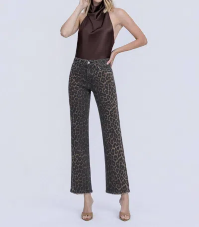 Flying Monkey High Rise Slim Wide Jeans In Leopard In Multi