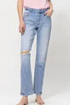 Flying Monkey High Rise Stretch Boyfriend Jeans In Denim In Multi
