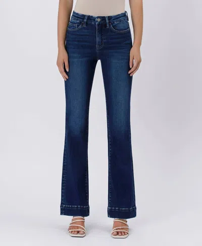 Flying Monkey High Rise Trouser Hem Bootcut Jeans In Blue Element