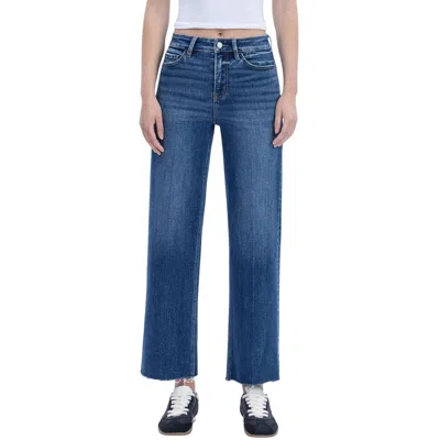Flying Monkey High Rise Trouser Press Wide Leg Jeans In Rational In Blue