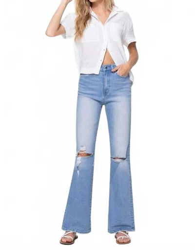 Flying Monkey High Rise Vintage Flare Jeans In Blue