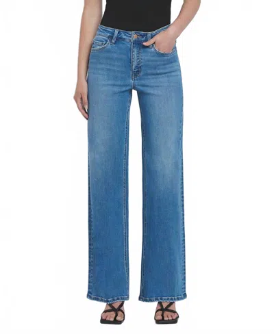 Flying Monkey High Rise Wide Leg Jeans In Refinery In Blue