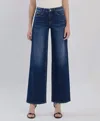 Flying Monkey High Rise Full Length Wide Leg Jeans In Dark Wash In Blue