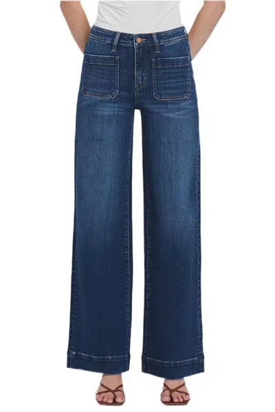 Flying Monkey High Rise Wide Trouser In Dark Wash