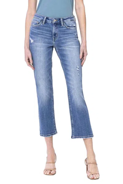 Flying Monkey Jojo Mid Rise Crop Straight Jean In Dawn In Blue