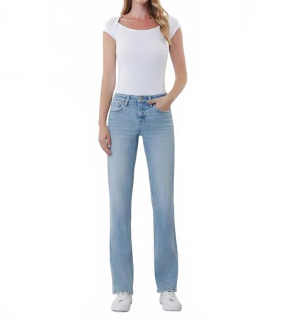 Flying Monkey Low Rise Straight Leg Denim Jeans In Light Wash In Blue