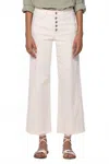 Flying Monkey Maci High Rise Button Up Crop Wide Leg Jeans In Beige In White