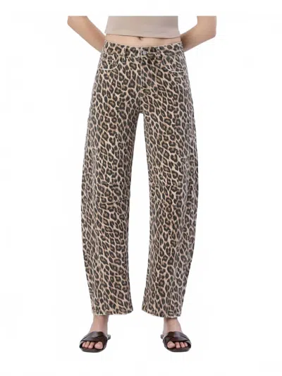 Flying Monkey Meow High-rise Barrel Jeans In Leopard In Brown