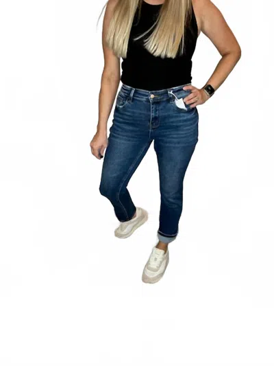 Flying Monkey Mid Rise Ankle Slim Straight Jean In Blue