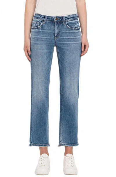 Flying Monkey Mid Rise Straight Crop Jean In Stately In Blue