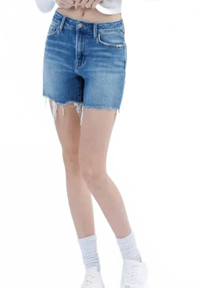 Flying Monkey Open Minded High Rise Boyfriend Shorts In Blue In Animal Print