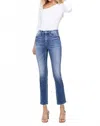 Flying Monkey Simon Mid Rise Raw Hem Skinny Jean In Medium Wash In Blue