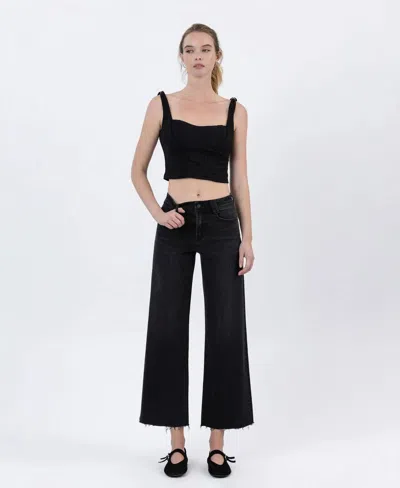 Flying Monkey Raw Hem Ankle Jeans In Black Wash