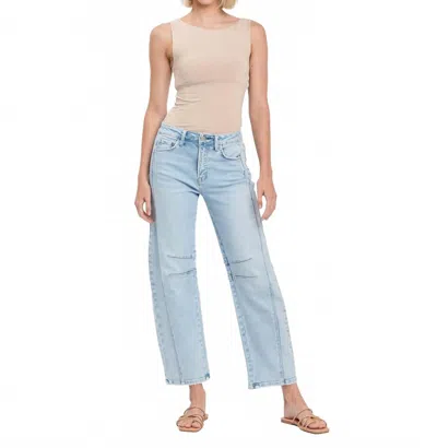 Flying Monkey Rebel High Rise Barrel Jean In Light Wash In Multi