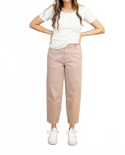 Flying Monkey Revie High Rise And Cropped Ankle Length Barrel Jeans In Dusty Pink
