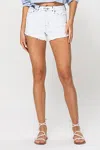Flying Monkey Rustic High Rise Shorts In Bleached Denim In Multi