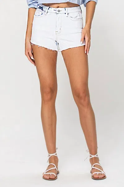 Flying Monkey Rustic High Rise Shorts In Bleached Denim In White