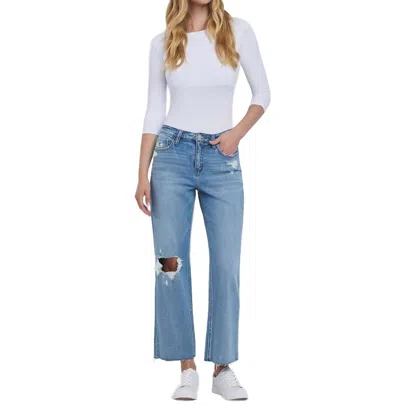 Flying Monkey Satisfactory High Rise Crop Slim Wide Jeans In Medium Wash In Multi