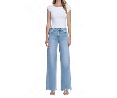 Flying Monkey Seattle High Rise Raw Hem Jeans In Light Wash In Blue