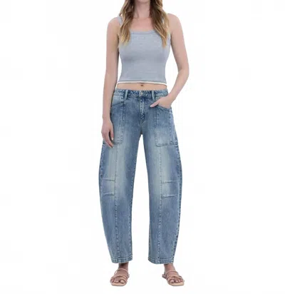 Flying Monkey Serene High Rise Crop Barrel Jean In Blue