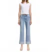 Flying Monkey Sheila High Rise Cuffed Slim Wide Leg Jeans In Blue In Blue