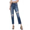 FLYING MONKEY SMALL TOWN DISTRESSED STRETCH MOM JEANS IN MEDIUM WASH
