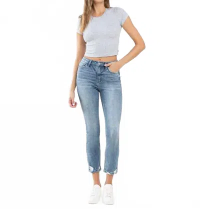 Flying Monkey Soundness High Rise Distressed Crop Slim Straight Jeans In Blue