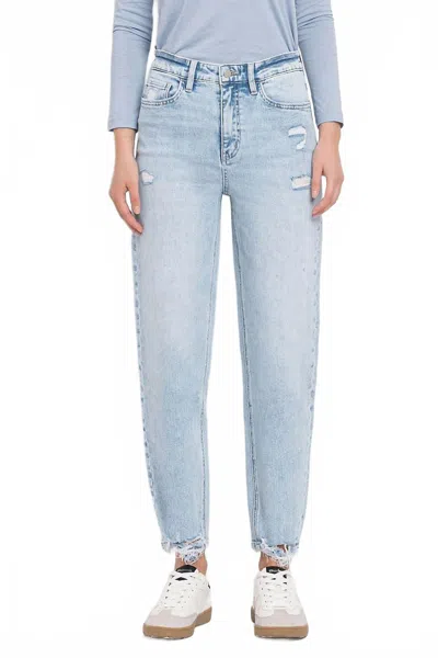 Flying Monkey Super High Rise Barrel Leg Jeans In Sweet Nothing In Blue