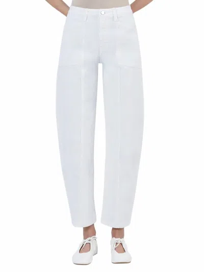 Flying Monkey Super High Rise Panel Barrel Jeans In Optic White