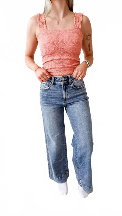 Flying Monkey Super High Rise Trouser Hem Wide Jean In Denim In Multi